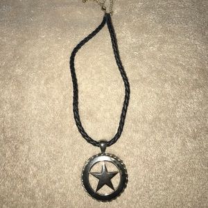 Liver star necklace with "leather" cord