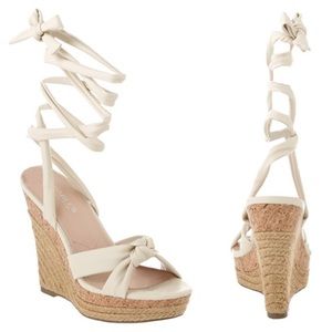 Brand New, Ivory Leather Espadrille Wedges