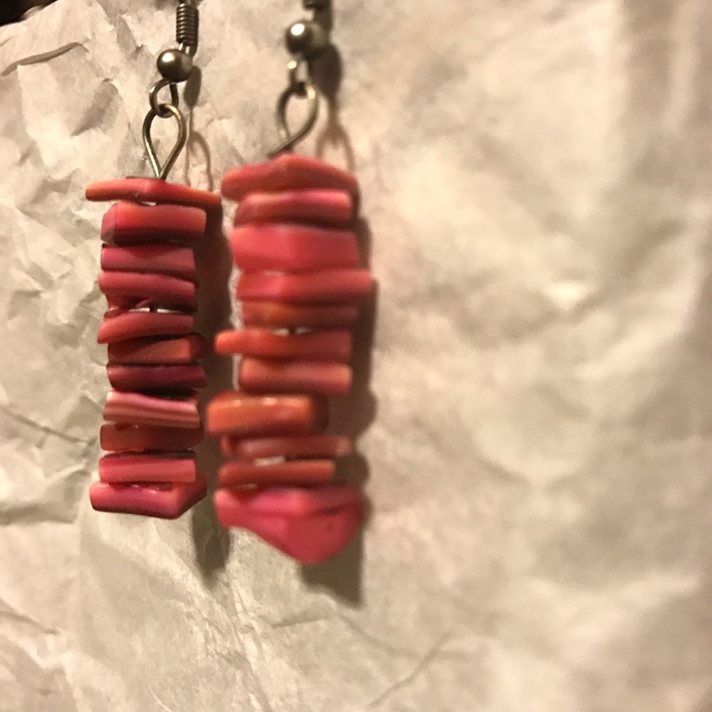 Pink coral earrings