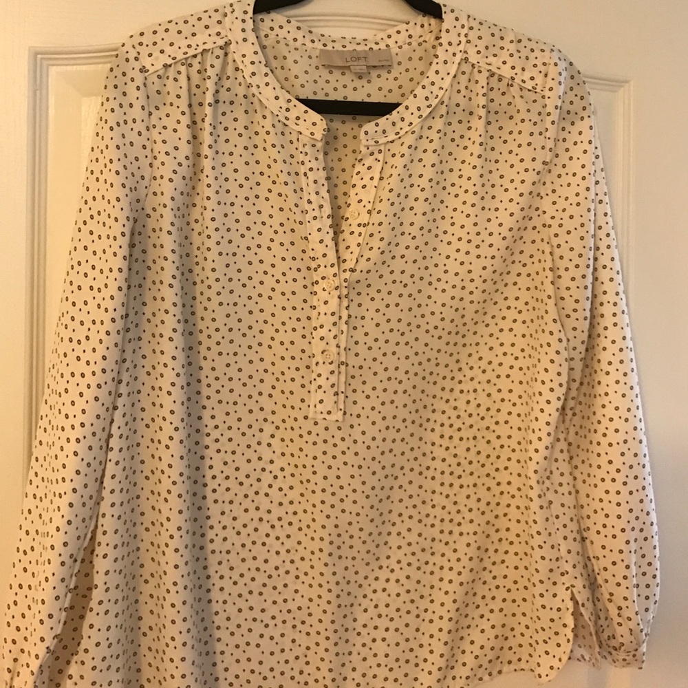 White Spotted LOFT blouse size LP!