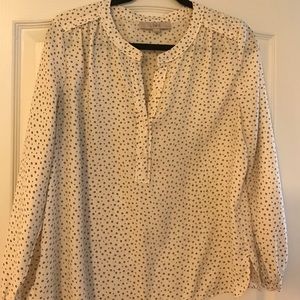 White Spotted LOFT blouse size LP!