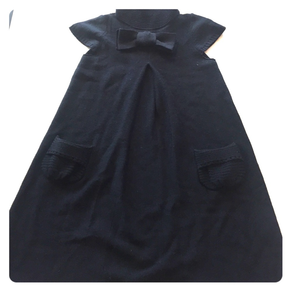 Soft wool dress with bow and 2 sweet front pockets