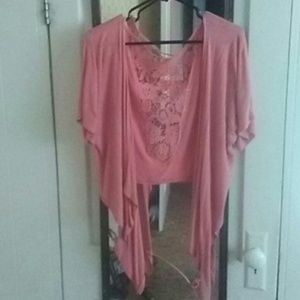 NWOT pink T cropped cardigan