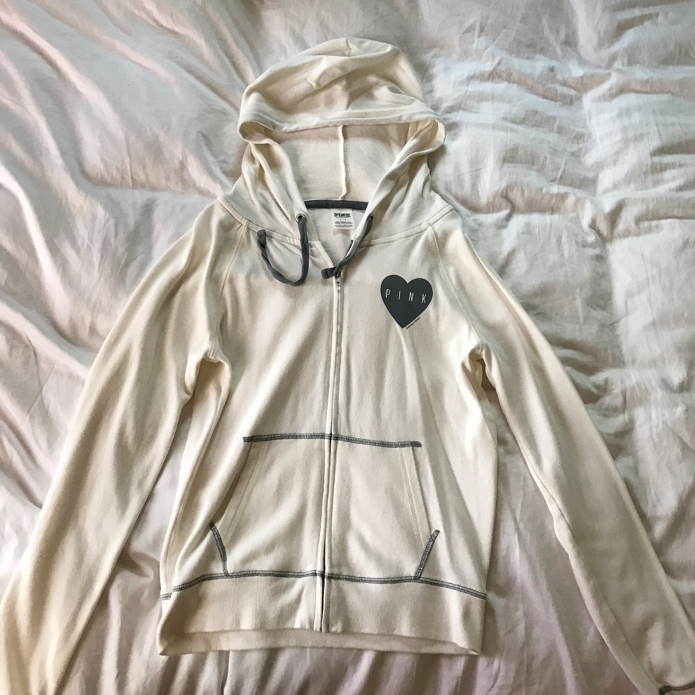 White Victoria Secret Zip-Up Hoodie