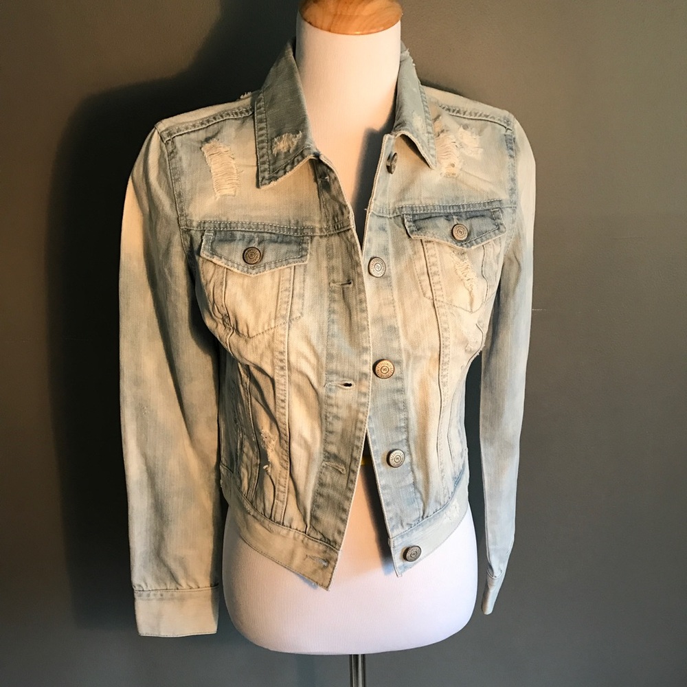 Distressed washed out Jean jacket