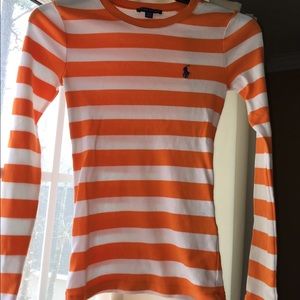 Orange striped polo long sleeve