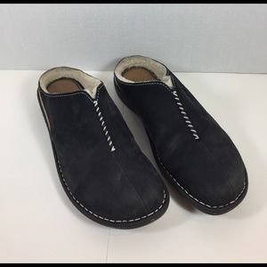 UGG Black Nubuck Leather Slides