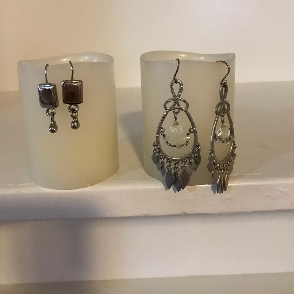 2 pair silver earrings