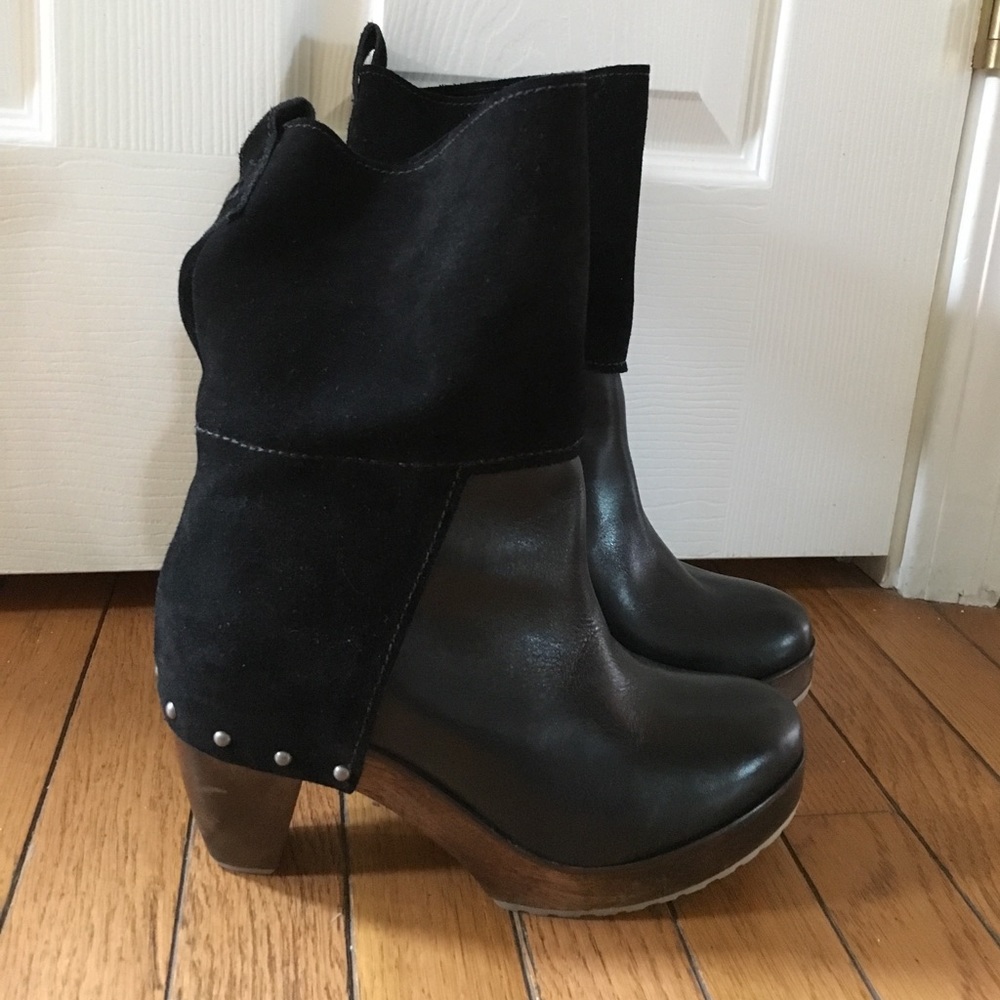 Black suede/leather KDB size 6.5 heeled boots
