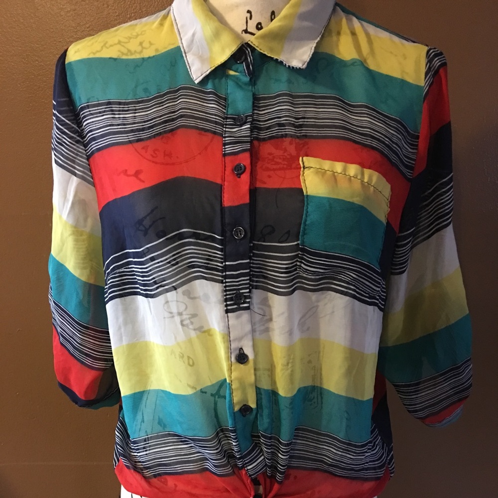 SHEER MULTI STRIPED LADIES SUMMER TOP