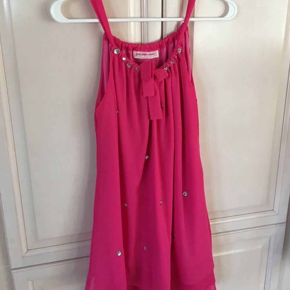 Pink chiffon crepe dress from Neiman Marcus