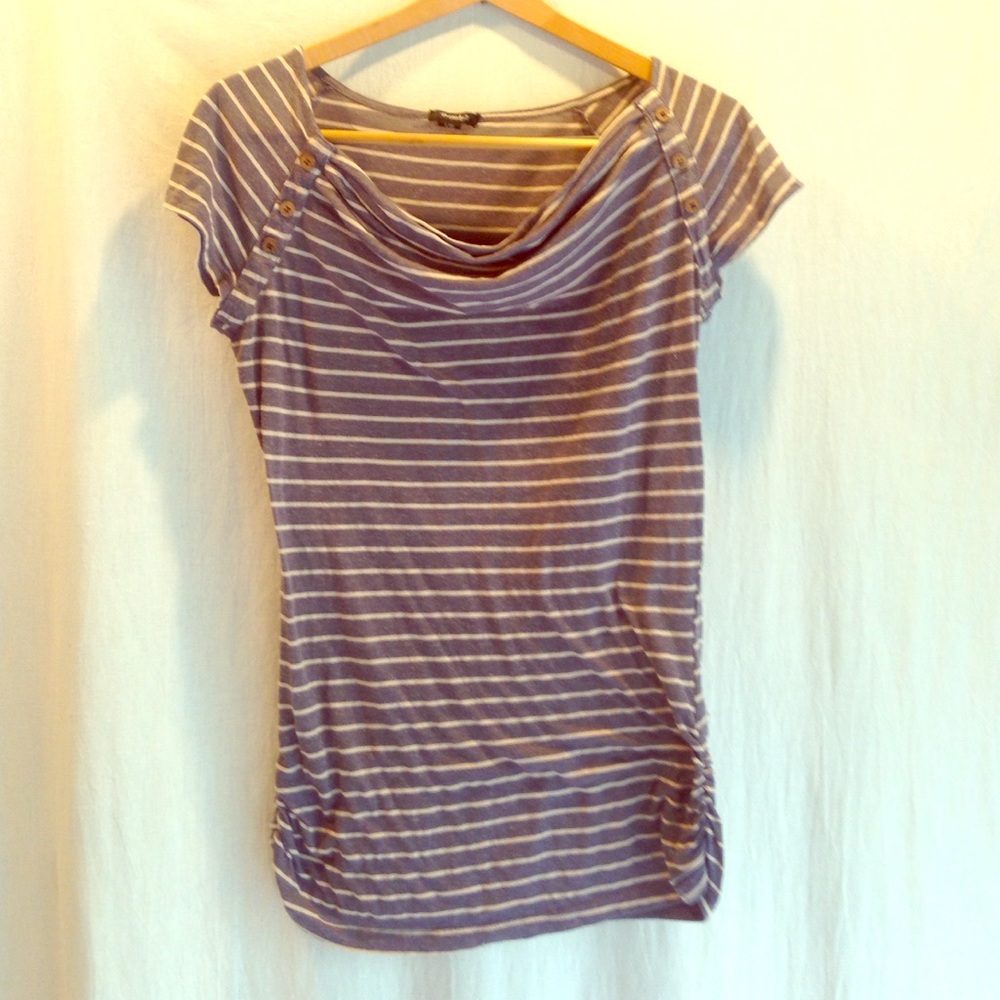 Striped boat neck T shirt