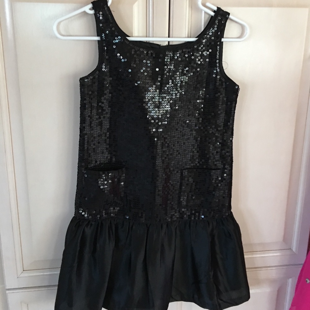 Girls sequined black dress from gap