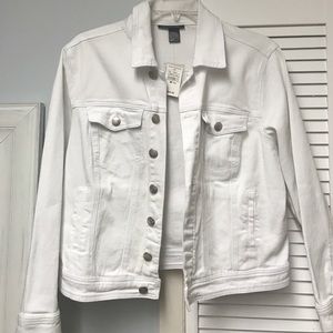 Plus size white jean jacket
