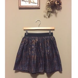 F21 copper, grey & black graphic skirt
