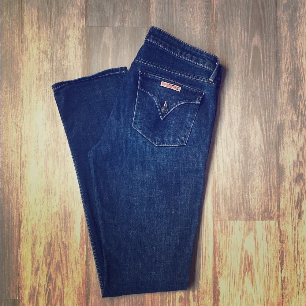 Hudson skinny straight denim.