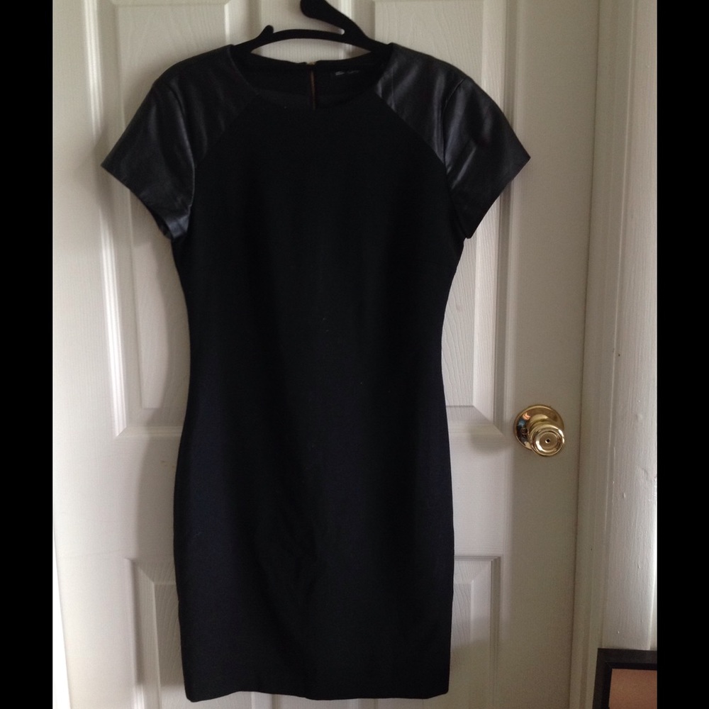 Black Zara dress with leather sleeves.