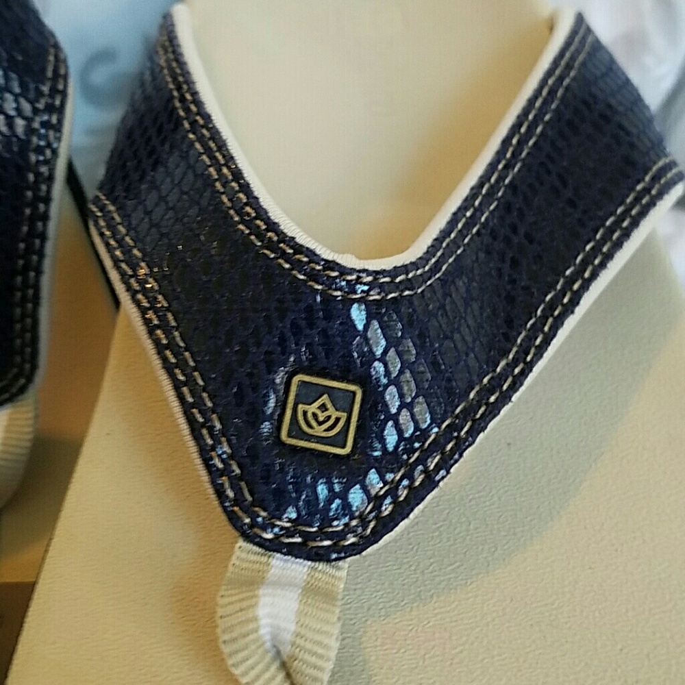 Spenco Yumi Navy Blue Snake Orthotic Sandals 10