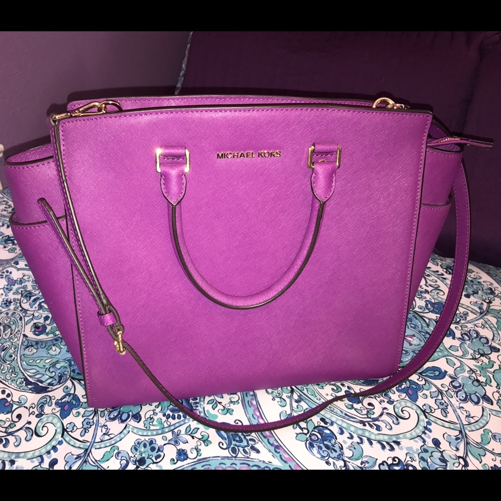 Michael Kors Selma Large Purple Satchel