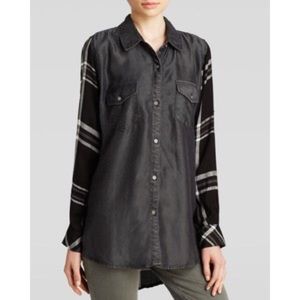Rails "Harper" Flannel Blouse Black/Charcoal Denim