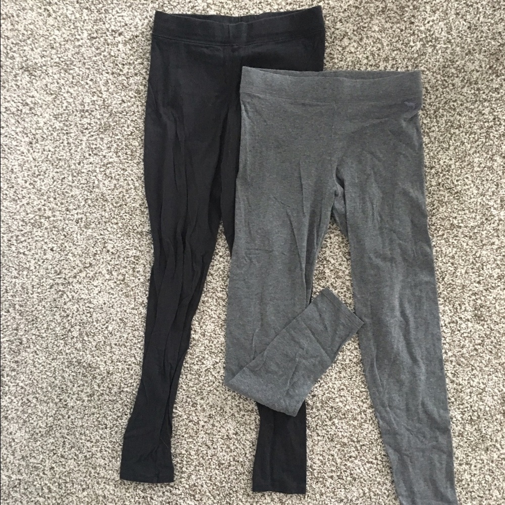 Gray and black PINK cotton leggings (two!!) NWOT