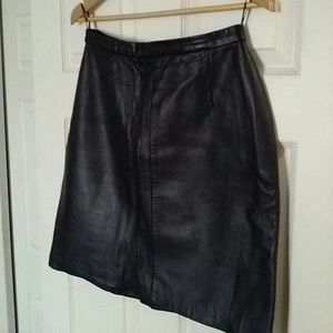 North Beach black leather skirt