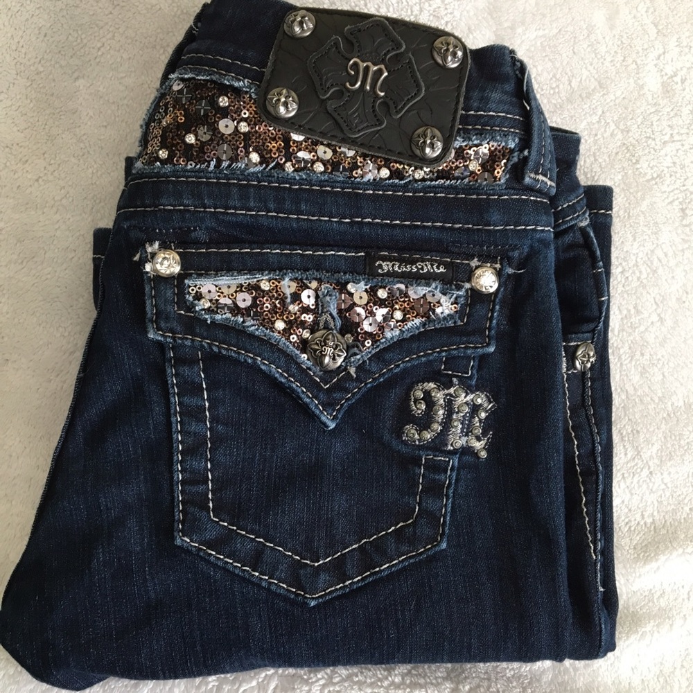 Miss Me Sequined Boot Cut Jeans