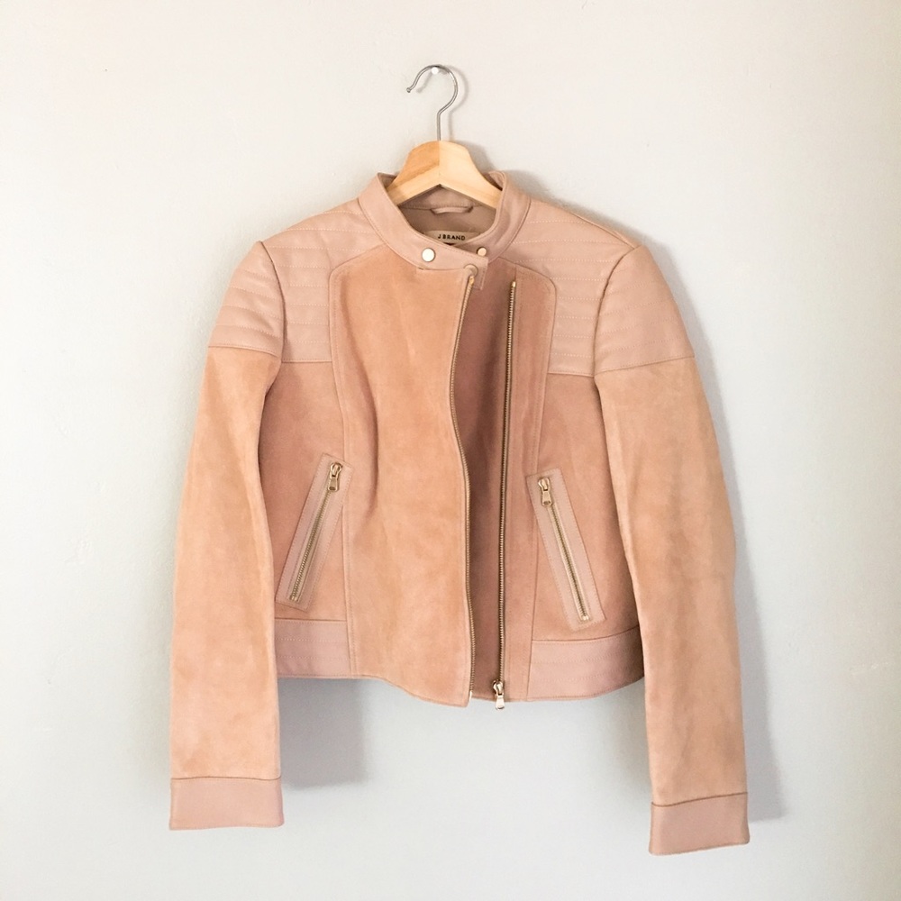 J BRAND | Cardiff Leather Jacket in Rose Suede