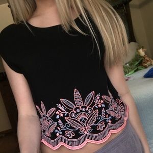 Black and floral blouse