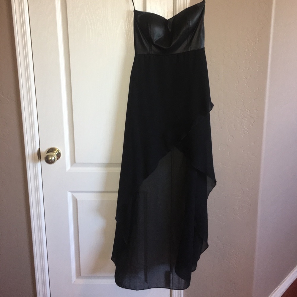 Black strapless high-low dress