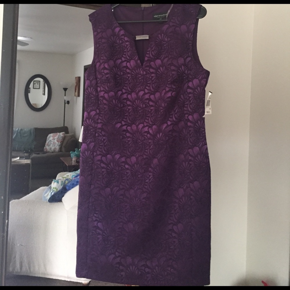 Purple brocade/flower print dress