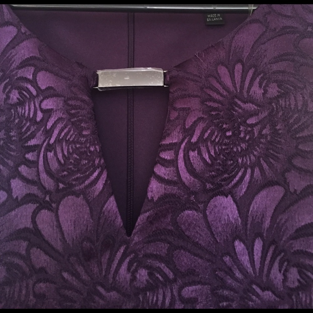 Purple brocade/flower print dress - Picture 3 of 4