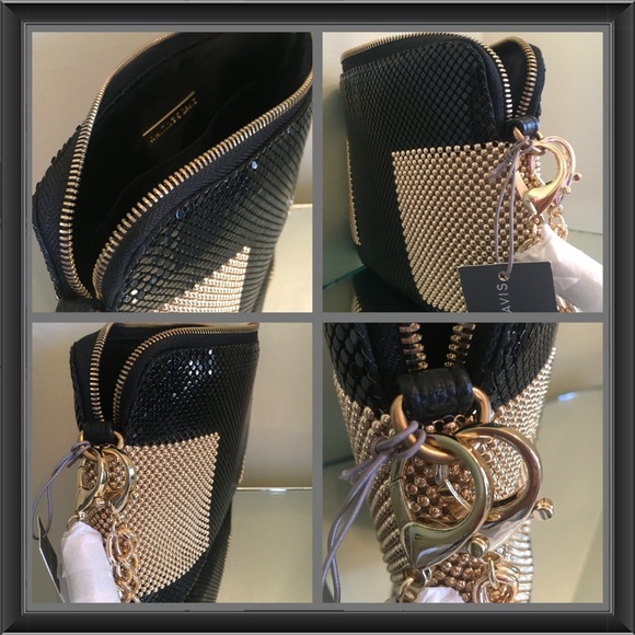 Whiting & Davis BLACK & GOLD Metal Mesh Clutch bag - Picture 4 of 8