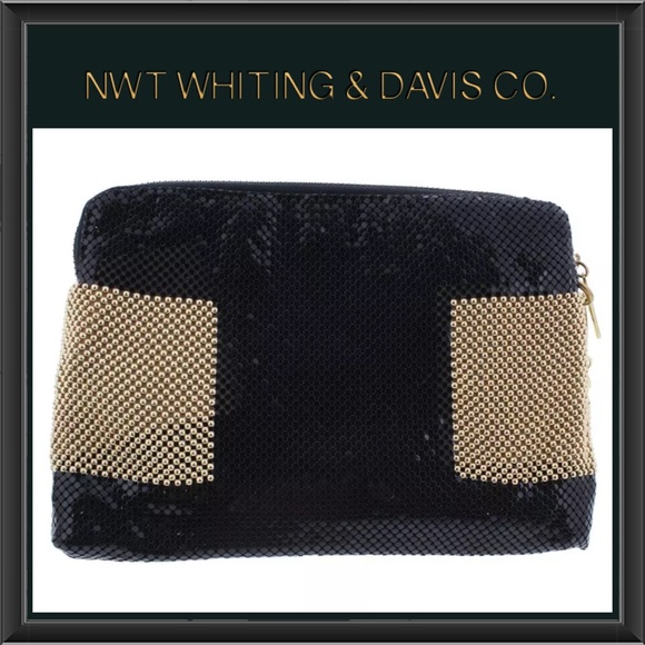 Whiting & Davis BLACK & GOLD Metal Mesh Clutch bag - Picture 5 of 8