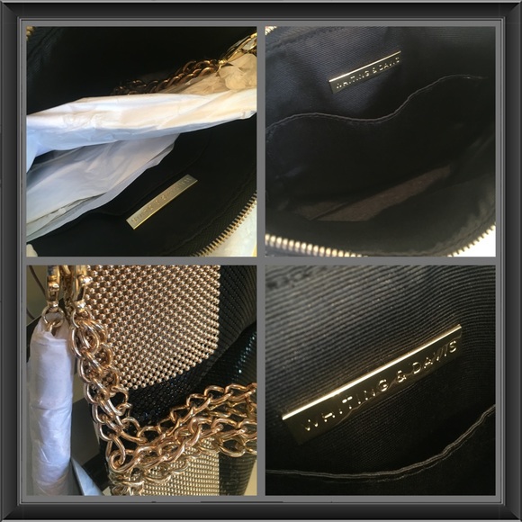 Whiting & Davis BLACK & GOLD Metal Mesh Clutch bag - Picture 7 of 8