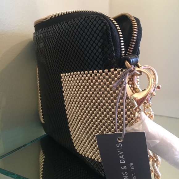 Whiting & Davis BLACK & GOLD Metal Mesh Clutch bag - Picture 8 of 8