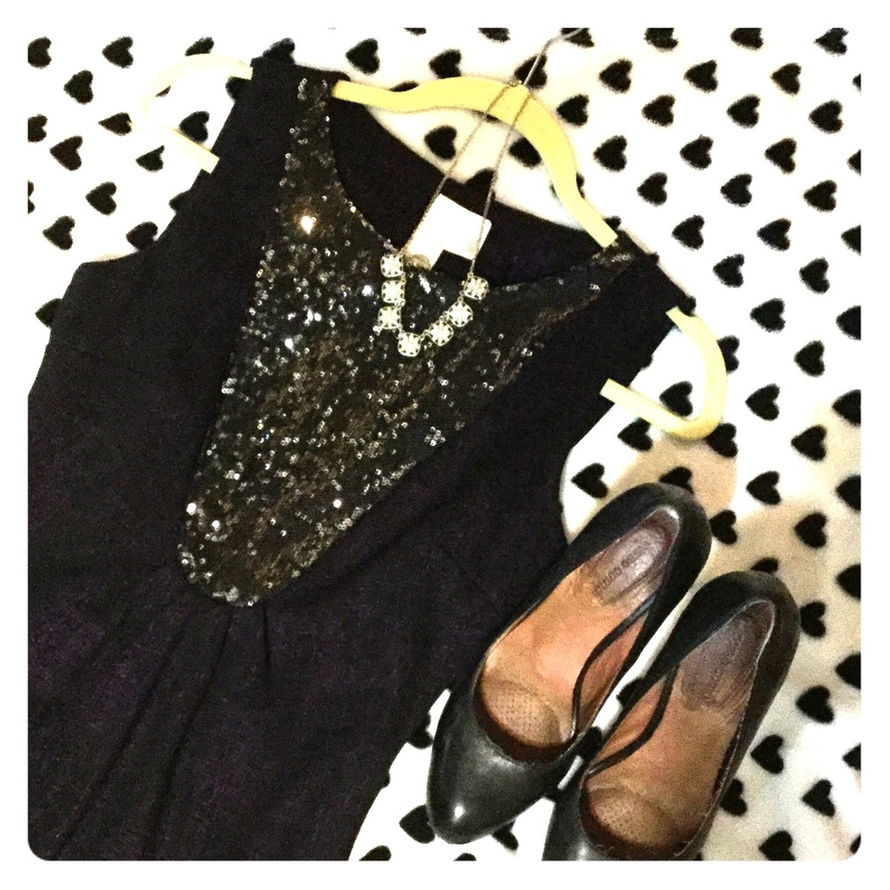 Sz 0; black and purple formal sheath dress