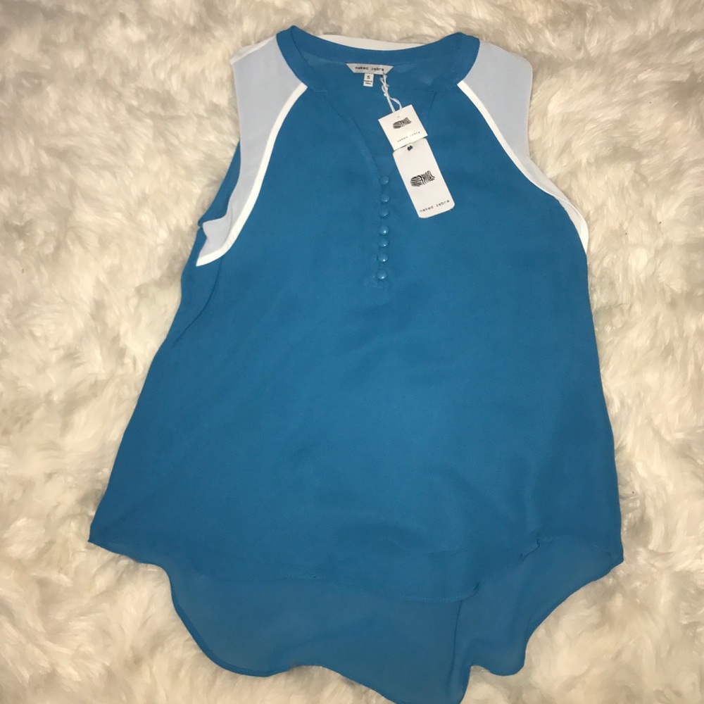 New Naked Zebra Sleeveless Top Blue