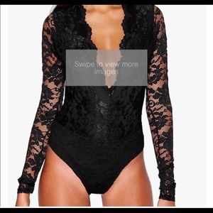 Black lace body suit