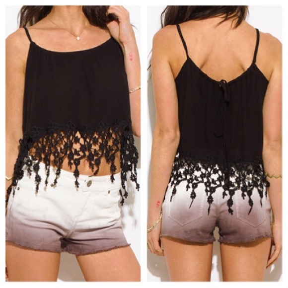 ๐ฅ2X HP ๐ฅChrochet fringe trim boho resort crop - Picture 2 of 2