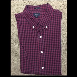 J Crew Maroon/Navy Checkered Button Down