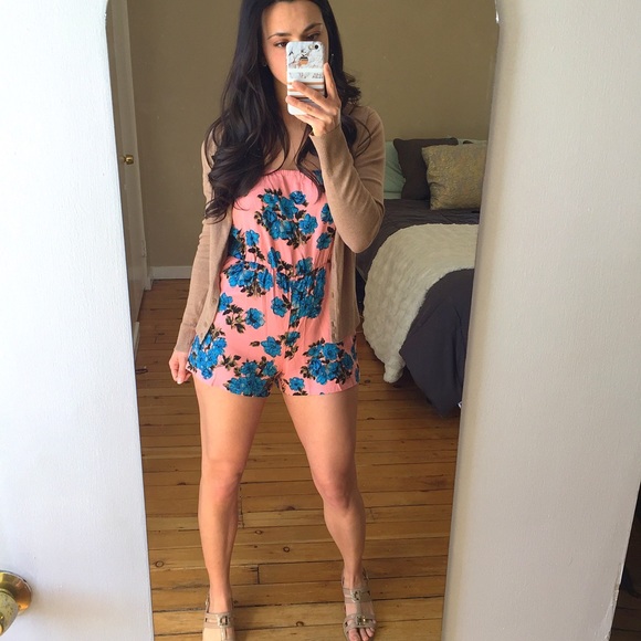 Pink Spaghetti Strap Floral Romper - Picture 2 of 5