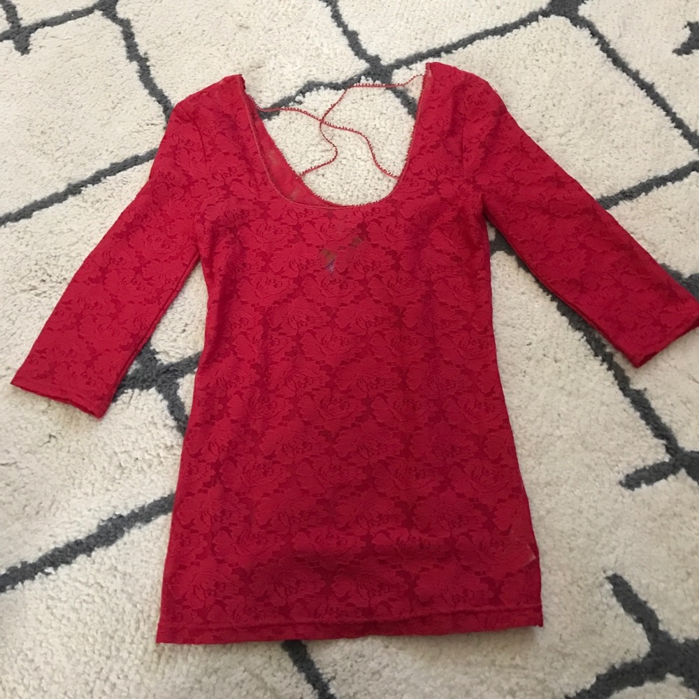 FREE PEOPLE Red lace top