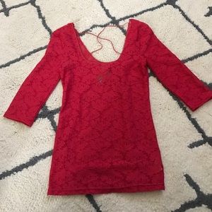 FREE PEOPLE Red lace top