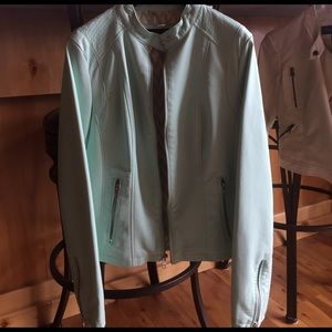 Sea foam Green Leather Jacket
