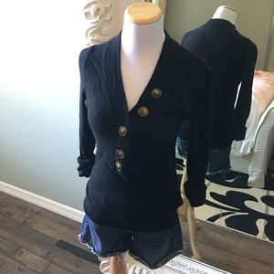 Black J Crew cashmere sweater with buttons XS