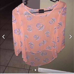 Peach High-Lo Sugar Skull Top
