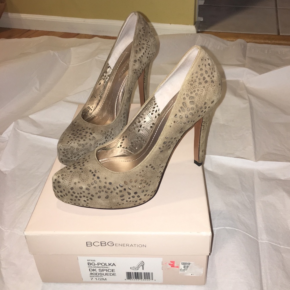 BCBGeneration Taupe Suede Heels