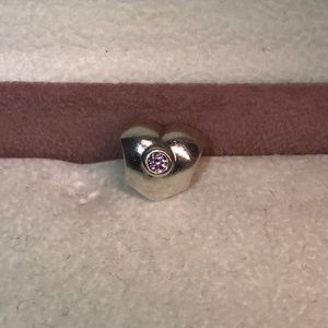 Pandora Heart Charm Pink Gem