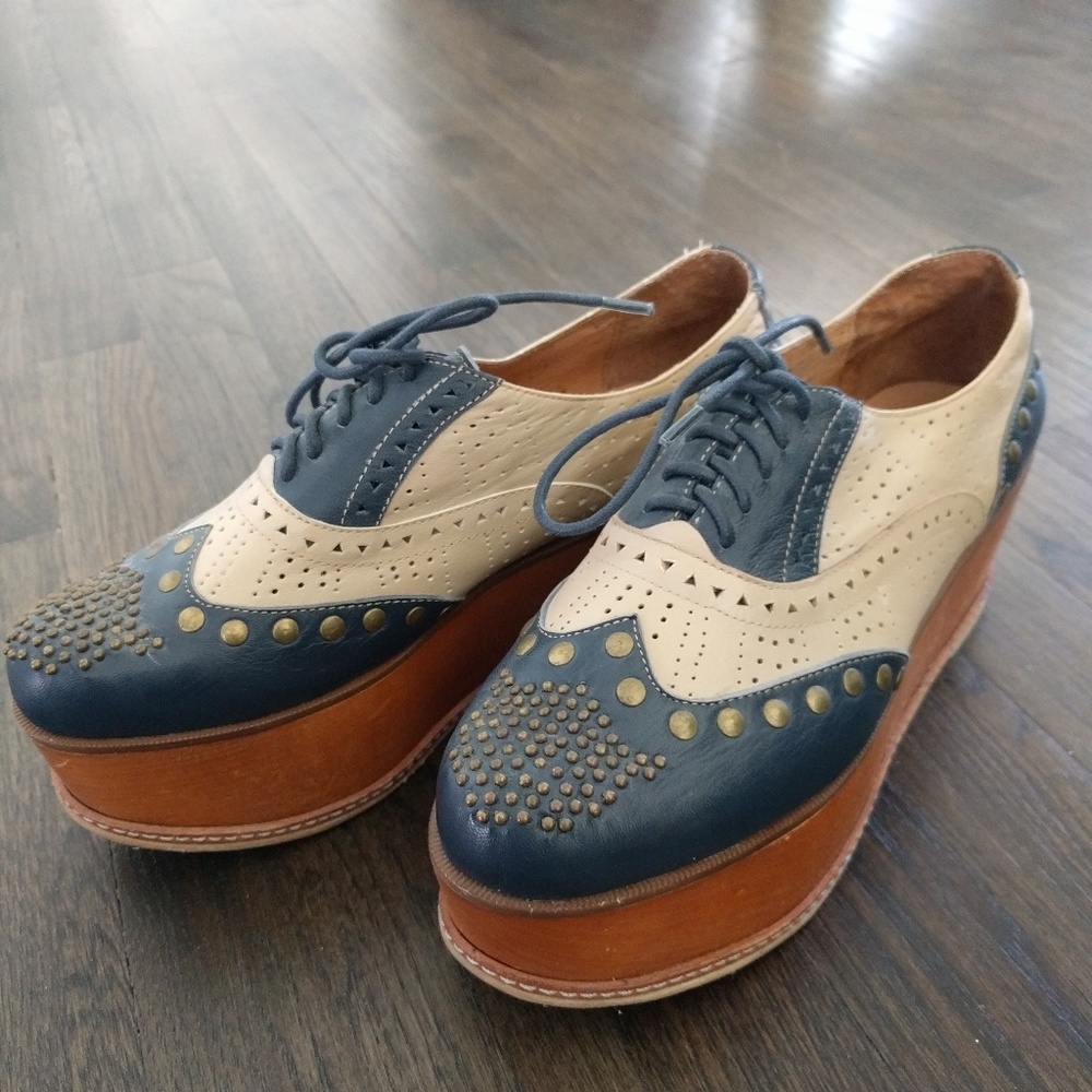 Jeffrey Campbell Fre Ness Leather Flatform Shoes